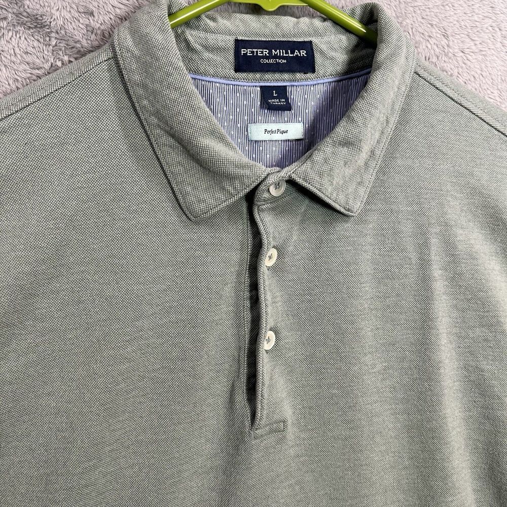 Peter Millar Collection Perfect Pique Polo Golf Shirt Men's Large‎ Green Golf